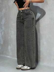 Jeans rectos y sueltos con bolsillos - Lavado ligero - Ver 5