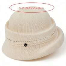 Women's Bucket Hat Hollow Knit Breathable Fisherman Cap Stylish Decorative Letter Detail Sun Hat - 白色 - 查看 5