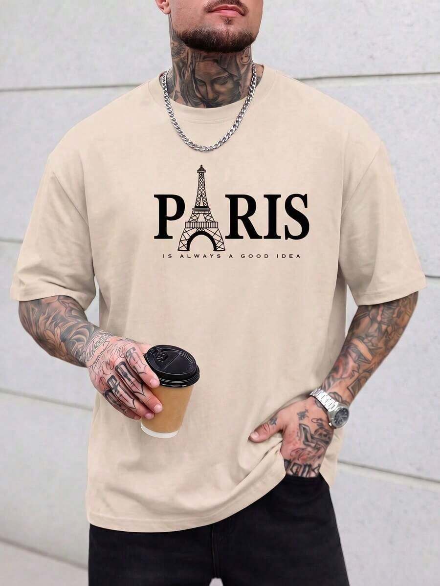 100% algodón puro, transpirable y agradable para la piel. Diseño clásico de cuello redondo, corte ajustado y adecuado para todo tipo de cuerpos. Estampado de moda con estilo minimalista y de alta calidad. Diseño unisex perfecto para conjuntos de pareja, ideal para el transporte diario, citas, ocio y ropa urbana - versátil y atemporal. - Beis - Ver 1