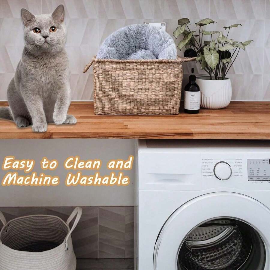 OBOVAY Giường ngủ tròn mềm mại và thoải mái cho thú cưng, phù hợp cho mèo hoặc chó nhỏ, chó và mèo cỡ nhỏ và trung bình, ấm áp và thoáng khí cho mọi mùa, dễ dàng vệ sinh, đồ dùng cho thú cưng. - Nhiều màu - Xem 1