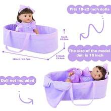 10-Piece 18-Inch Baby Doll Basket Set Includes Doll Clothes, Bassinet, Doll, Bibs, And Pacifiers. A Great Gift For Girls, Baby Dolls, Children's Toys, Party Favors, Doll Accessories, And Holiday Gifts. - Màu tím - Xem 2