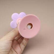 Silicone Multi-Function Rattle Toy, Bright Colors With Rattle, Develop Baby's Visual And Auditory Abilities, Multiple Chewing Points Teething Toy, Bottom With Suction Cup, Can Be Used On High Chair As Baby Feeding Focus Toy - Multicolor - View 7