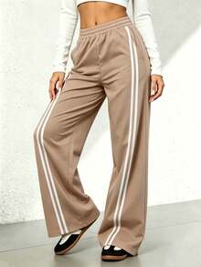 Pantalones rectos negros holgados y casuales de vacaciones para otoño e invierno - Óxido marrón - Ver 4