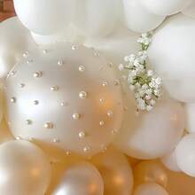 237 Stücke Elfenbein Perlen Latex Luftballons mit Perlen Dekor, geeignet für Geburtstagsfeiern, Hochzeiten, Abschlussfeiern, Babypartys, Jahrestage, Babypartys, Partys, Heimdekoration, Raumdekoration, Fotohintergrund, Neujahr und Valentinstag - Übersicht 9
