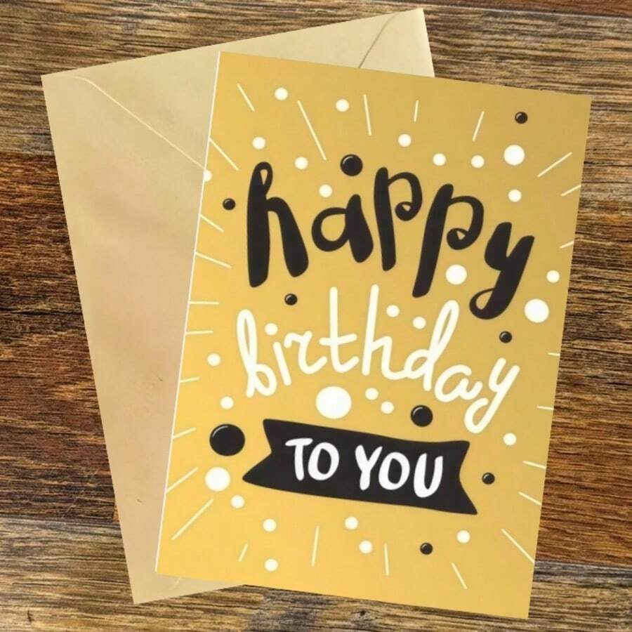 1 pieza Tarjeta de felicitación de cumpleaños premium con sobre de color aleatorio - Tarjeta de feliz cumpleaños unisex - Tarjeta de felicitación dorada - Ver 1