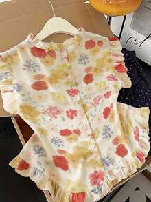 Camisa sin mangas de mujer con bordado y volantes - Multicolor - Ver 2