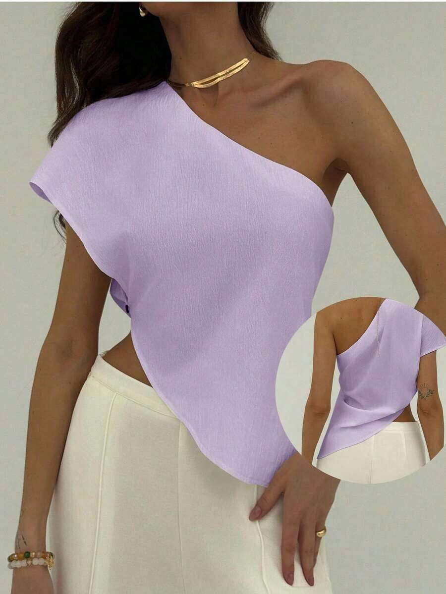 Blusa de unicolor casual y versátil para uso diario de mujer - Morado Violeta - Ver 1