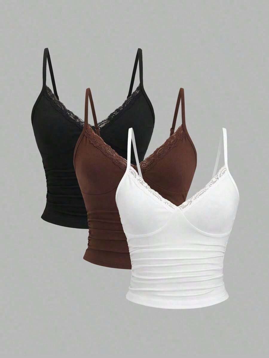 Conjunto de camiseta con volantes y encaje sexy de estilo - Multicolor 6 - Ver 1