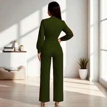 Palazzo Elegante Y Formal de Gran Calidad Para Mujer Ideal Para Bodas O Fiestas Importantes - Verde militar - Ver 2