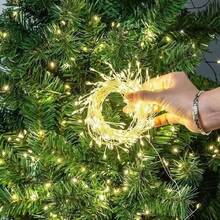 Remote Control Timed Firework LED String Lights, 8 Flashing Modes, USB Powered, Starry Design, Suitable For Christmas Tree Decor, Indoor, Ceiling, Bedroom, Wreath, Window, Wedding, Warm White & Multi-Color Options, Luxurious Style, Perfect For Christmas Decoration And Starry Theme - Warm White - View 2