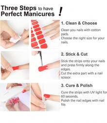 Wahrshei N Nude Semi Cured Gel Nail Strips, 20pcs UV Gel Nail Wraps For Home Nail Art DIY, Easy To Use And Remove - 顏色L - 查看 5