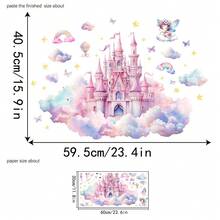 Creative Pink Cloud Castle Wall Sticker, Decor For Girl's Room, Fairy Sticker - B - View 4