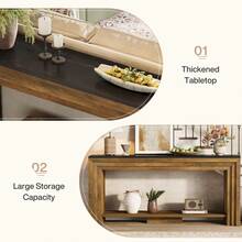 LITTLE TREE 180cm Slim Farmhouse Console Table, 2-Tier Wooden Storage Sofa Table For Hallway & Living Room - Brown - View 5