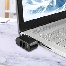 3端口USB 2.0旋转式集线器分线器，180°/360°旋转设计，适用于笔记本电脑/台式机的紧凑型USB扩展器，多端口适配器，兼容USB-A/USB-C设备，即插即用，黑/白随机颜色 - 查看 2