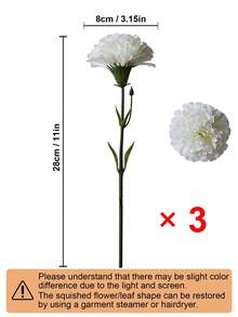 6/12 bông hoa cẩm chướng nhân tạo, thân giống như lụa, thích hợp cho các vòng hoa tang lễ, bó hoa cưới, vòng hoa trang trí mộ, đồ thủ công tự làm. - trắng - Xem 6
