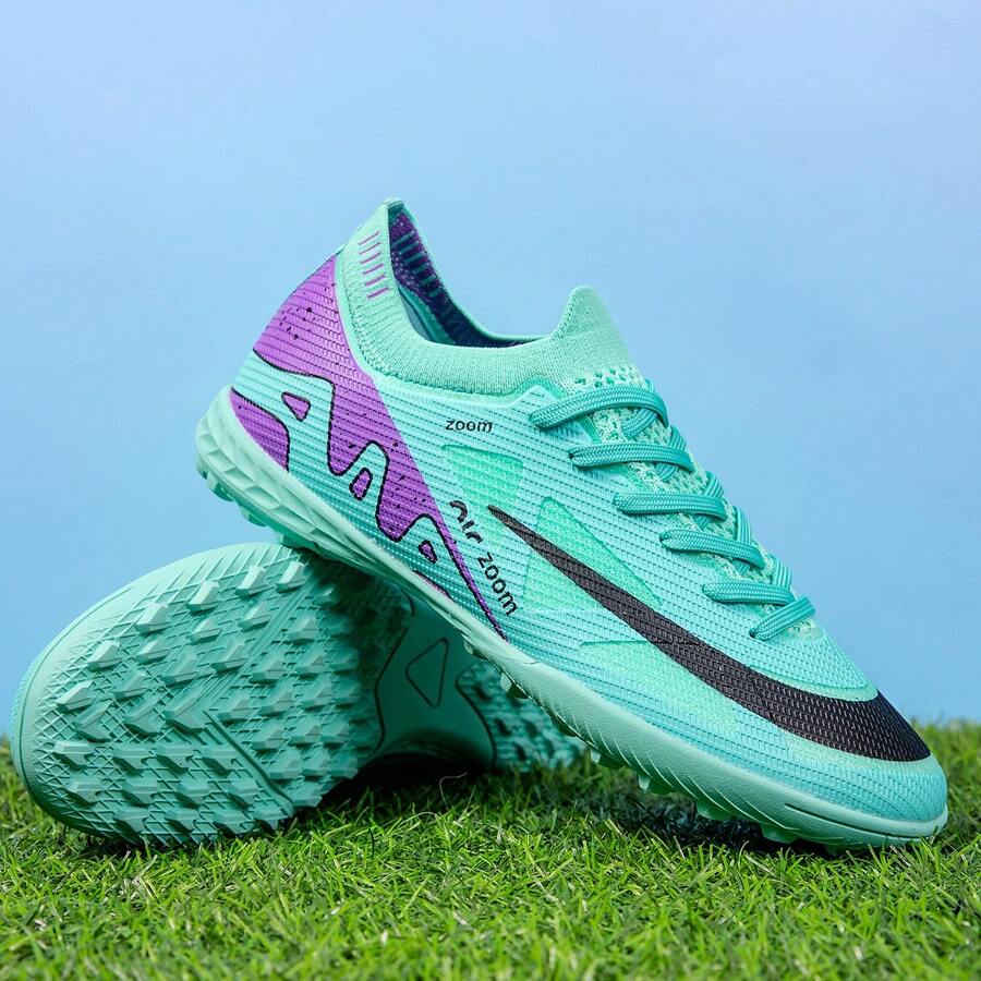 Zapatos de fútbol unisex de material sintético duradero, parte superior resistente, agarre fuerte, soporte estable, adecuados para entrenamiento a largo plazo en terrenos difíciles - Verde - Ver 1