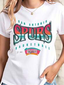 Camiseta de baloncesto de los San Antonio Spurs para mujer, diseño vintage con logotipo, ropa deportiva informal negra, ropa para fanáticos. - Blanco - Ver 6