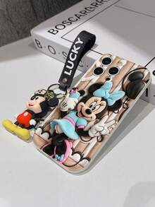 This Disney Mickey Mouse Lanyard Phone Case Is Fully Covered In TPU Material. It's Shockproof, Lightweight, And Compatible With IPhone17/16/11/13/15/15 Plus/15 Pro/15 Pro Max/12/14 Pro Max/11 Pro Max/12 Pro/12 Pro Max/13. This Phone Case Makes A Popular Birthday Gift Or Business Gift; It's Durable, Stain- And Fingerprint Resistant, And Suitable For Both Men And Women. The Set Also Includes A Mickey Mouse Phone Case And A Mickey Mouse Plush Bracelet. It's A Perfect Gift For Friends And Family. This Stylish Phone Case Is Fun, Lightweight, And Durable. IPhone17 Pro Max Phone Case, Minnie Mouse Phone Case. - 白色 - 查看 5