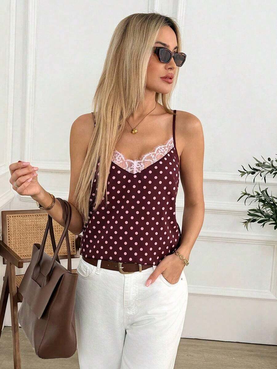 Top Camisola Con Patchwork De Encaje - Multicolor 8 - Ver 1