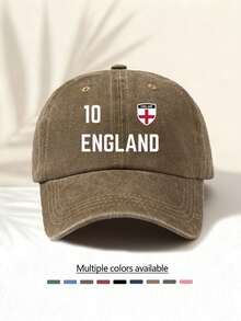 1pc Washed Baseball Cap With "ENGLAND 10" National Flag Logo Print, Best Gift Choice, Versatile Casual Fashionable, Highly Attractive All-Season Decorative Item, Must-Have Stylish Accessory - Washed Cap - View 8