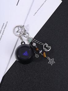 1個可攜式魔球鑰匙圈，放鬆決策助手，耐用塑膠產品，趣味創意情人節禮物，返校特別版黑色魔力預測球，魔術道具玩具，汽車配件，包包掛飾 - 彩色 - 查看 4