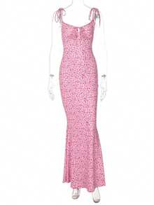 Popular Style Of Women's Long Dress With Small Floral Print - 粉色 - 查看 8