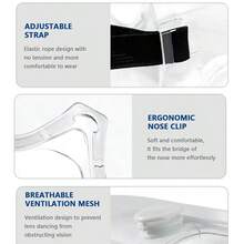 Safety Goggles Protective Anti-Fog Vent Glasses Eye Protection Lab Work PPE Wear - Clear - View 3