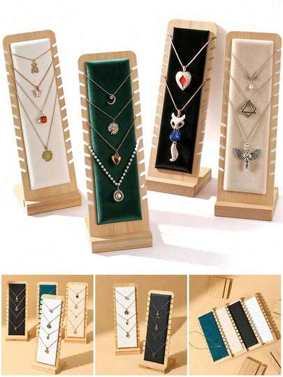 Classic Pine Wood Necklace Display Stand, Elegant Jewelry Storage Rack, Suitable For Bracelets, Necklaces, Retail Display Cabinets And Storage Shelves, Holiday Gifts, Retail Display Cabinet Storage Rack