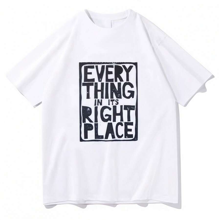 Radiohead alles an seinem richtigen Platz Grafik-T-Shirts Radiohead Rockband Baumwoll-T-Shirts Herren Vintage Klassische T-Shirts Unisex Y2K - Weiss - Übersicht 1