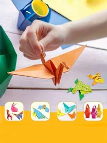 1套動物摺紙手工套裝,3D DIY 紙摺套組含54張摺紙與說明書,學生手工學習藝術繪畫用品,初學者手工藝訓練,美術用品,文具用品,學校用品 - 方形 - 查看 6