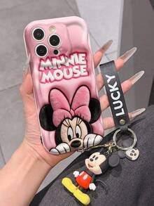 Disney Mickey Mouse Clubhouse Phone Case : 3D Fluffy Pattern Border Protector Phone Soft Phone Case With A Free Cute Mickey Bracelet Chain Lanyard, Mickey, Minnie, Goofy, Donald Duck, Daisy Duck, Pluto, For Apple 17 Promax 17 Pro 16 15 14 13 12 11 Pro Max XS Max X XR Soft Cover Summer Phone Case - 白色 - 查看 5