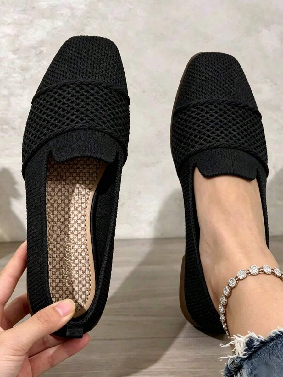 Women Woven Slip On Flat Shoes, Breathable Soft Upper Non Slip Washable Casual Footwear For Daily Shopping Walking Dating & Holiday Gift