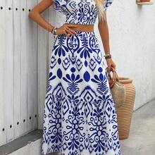 Holidaya Women's Holiday Allover Print Square Neck Blouse And Ruffle Hem Skirt Set - Marrón - Ver 6