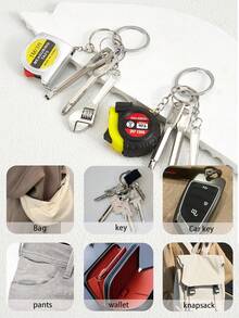 1pc Men's Portable Mini Wrench Keychain, Creative Minimalist Adjustable Metal Universal Wrench Keychain With Screwdriver Pliers Tape Measure Multi-Function Portable Tool Bag Hanging Accessory, Car Key Chain, Backpack Keyring, Gift For Boyfriend, Birthday Gift - Multicolor - View 12