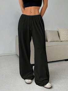Pantalones de descanso de punto suave negros - Negro - Ver 7