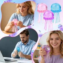 Glitter Jellyfish Squishy Toy, Soft Jelly Fidget Sensory Toy, Stress Relief Squeeze Toy, Perfect Easter Birthday Gift For All Ages - 粉色 - 查看 6