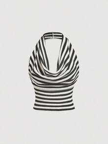 Set de 2 blusas casuales de unicolor de ajuste ceñido que se pueden usar de 3 maneras para mujeres - Blanco y Negro - Ver 10