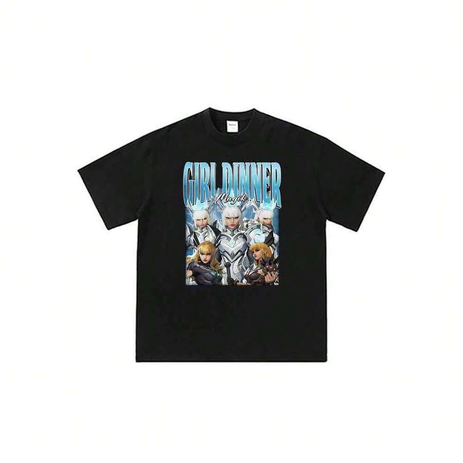 Camiseta unisex de manga corta con estampado gráfico de dibujos animados de anime y Marvels - Magik Girl - Cena - Collage - Arte - Negro - Ver 1