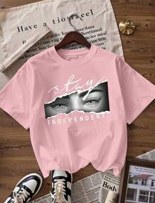 Short-Sleeve T-Shirt With Inspirational Text And Grunge Print,  Short-Sleeve T-Shirt For Spring And Summer 2026, Made In Mexico, 180 Grams. Cartoon Print, Couple Design, Suitable For Indoor Or Outdoor Wear. Crew Neck, Unisex, Ideal For Office And Leisure. One-Pack. - PK-P631577SLNDXZGY415 - 查看 4