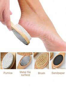 Bộ dụng cụ chăm sóc chân 4 trong 1, bao gồm bàn chải móng tay bằng gỗ, đá bọt, dụng cụ chà chân và dụng cụ loại bỏ chai sạn, phù hợp với mọi loại chân. - Nhiều màu - Xem 2