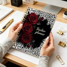 1 pièce Cahier de taille A5 (8,3 * 5,5 pouces) avec couverture imprimée de roses noires et rouges et de léopard. Convient pour la planification des leçons, les relevés d'enseignement quotidiens et la gestion de l'enseignement. Essentiel pour la rentrée scolaire, cadeau idéal pour les enseignants, les étudiants et les collègues - A5 - Voir 4