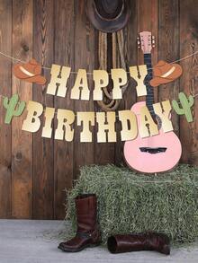 1套西部牛仔主題生日快樂橫幅，西部牛仔生日派對裝飾旗幟，附棕色牛仔帽圖案，生日派對背景裝飾橫幅，牛仔主題生日懸掛裝飾，居家裝飾，生日牆面裝飾，狂野西部牛仔生日裝飾，生日派對用品，生日禮物 - 西部牛仔 - 查看 7