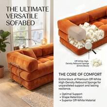 74.8" Modern Cloud Convertible Sectional Couch, Corduroy Sofa Bed, No Assembly For Living Room, Home Theater, Villa, Apartment & Study - 橘色 - 查看 7