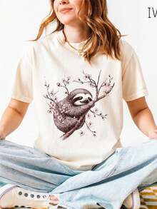 peep other on Branch Watercolor T1S1Hirute Animal Adult UniS1ex Graphic T1EE, Nature Inspired other S1Hirt, Gift for Her. - Blanco - Ver 2