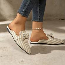 2026 New Striped Flat Pointed Toe Slip-On Comfortable Lightweight Shoes - Khaki - View 2
