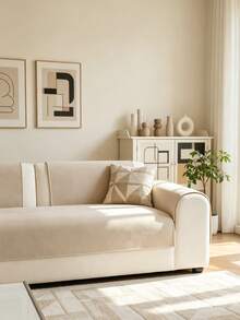 1 buah Sarung Sofa Anti Selip Warna Polos, Cocok untuk Semua Musim, Sarung Sofa Anti Debu, Ramah Hewan Peliharaan dan Anti Gores, Dapat Dicuci dengan Mesin, Untuk Dekorasi Ruangan, Cocok untuk Sofa Bentuk L, Sofa Satu/Dua/Tiga/Empat Dudukan dan Sofa Seksi (Dijual Terpisah) - Khaki - View 7