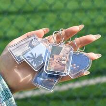 20pcs Rectangular Transparent Acrylic Photo Frame Keychains, DIY Craft Accessories For Custom Photo Making, Bag Charms, Party Favors And Daily Decor, Key Rings, Father's Day Gift - Multicolor - View 1