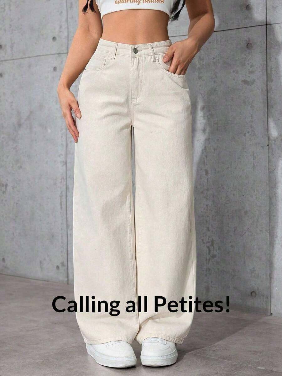 Jeans rectos y sueltos con bolsillos - Albaricoque - Ver 1