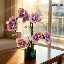 860+ PCS Multi-Color Orchid Potted Plant Building Blocks, Indoor Decor Ornament, Beautiful Floral Bouquet, Holiday & Birthday Gift - Multicolor - View 10