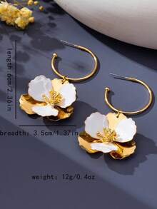 1 Đôi bông tai hình hoa ba lá hai lớp, kiểu dáng độc đáo, sang trọng dành cho nữ, phụ kiện du lịch cá tính, thiết kế thanh lịch và khác biệt. - bông tai - Xem 2